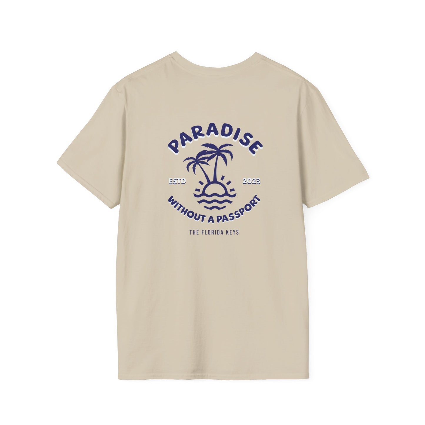 Paradise without a Passport - palm tree shirt - multicolor soft tee