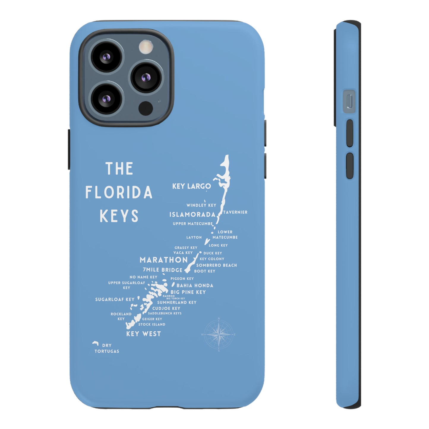 Florida keys map - iPhone Samsung pixel phone Case blue with white