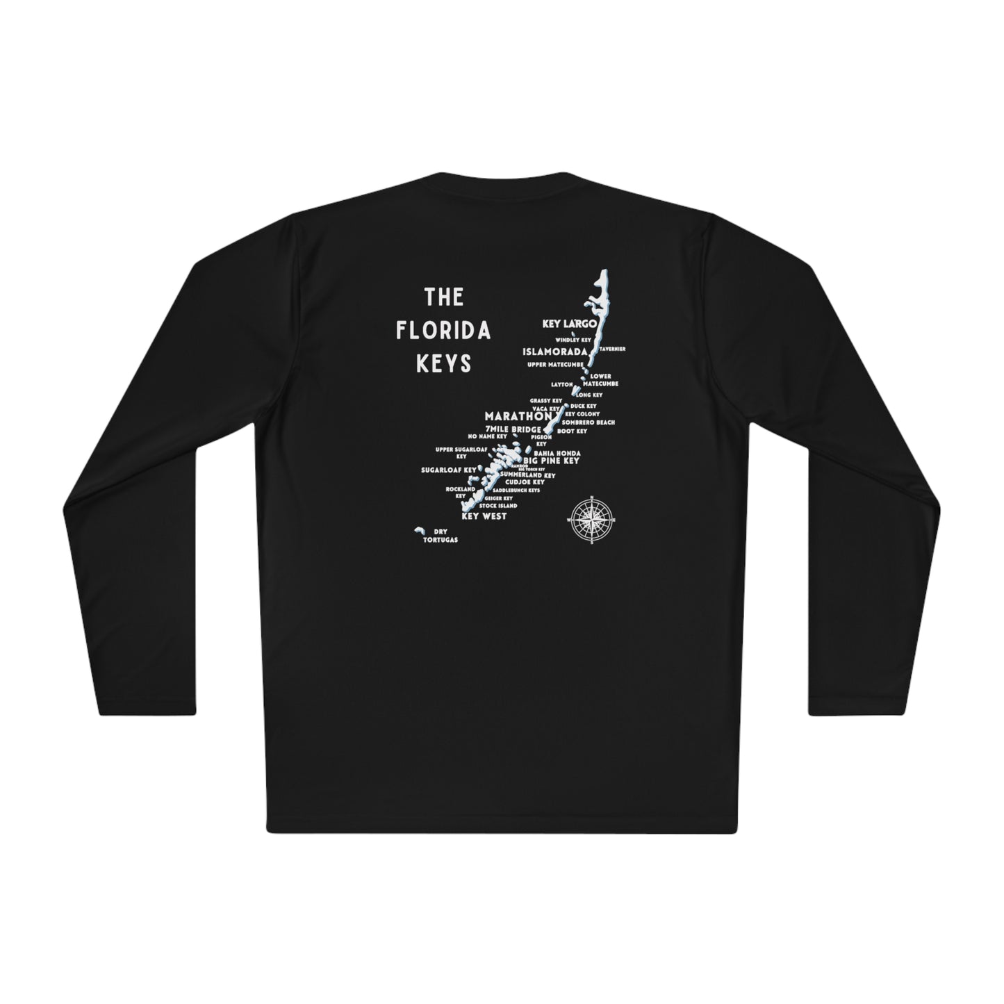 florida keys map - long sleeve fishing shirt - uv protected