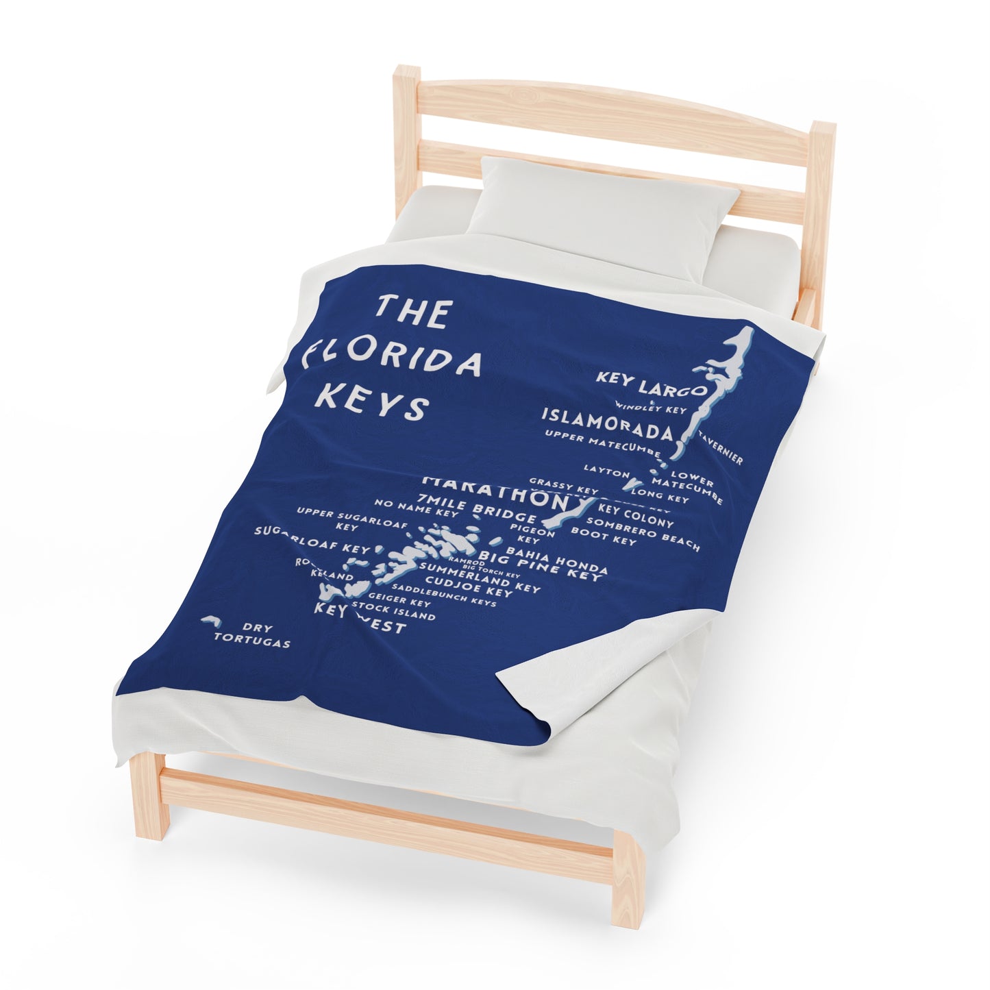 Florida Keys Map Velveteen Plush Blanket - Cozy Nautical Home Decor, Perfect Gift for Beach Lovers and Travel Enthusiasts