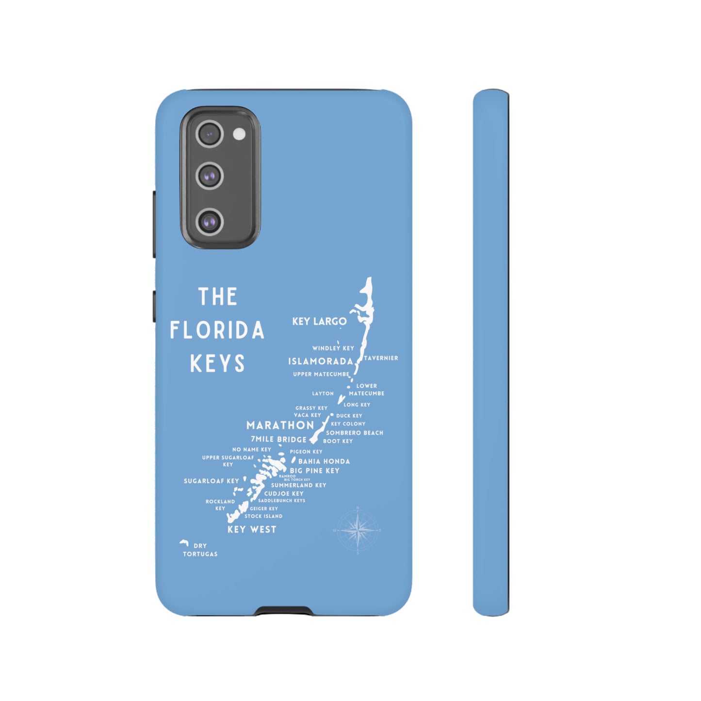 Florida keys map - iPhone Samsung pixel phone Case blue with white