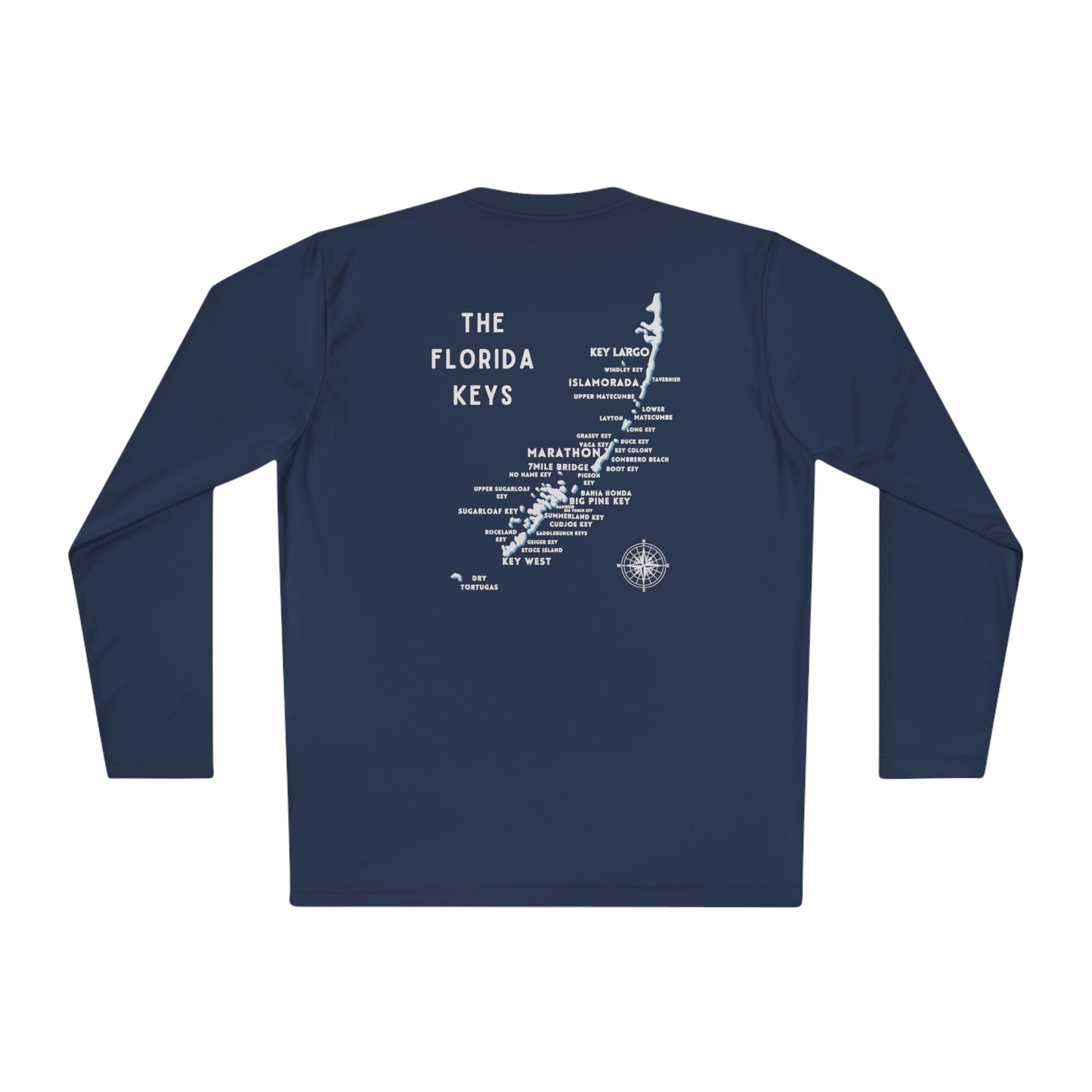 florida keys map - long sleeve fishing shirt - uv protected