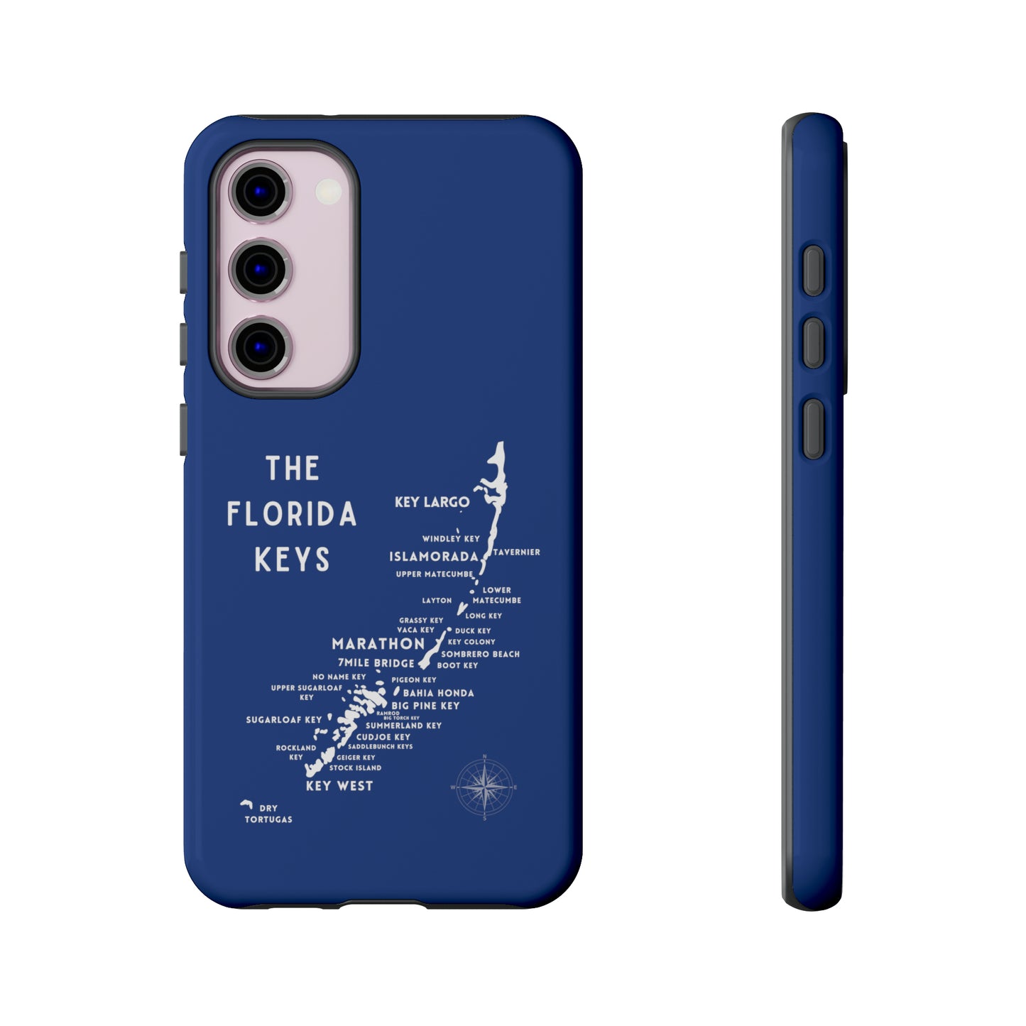 Florida keys map - iPhone Samsung pixel phone Case blue with white