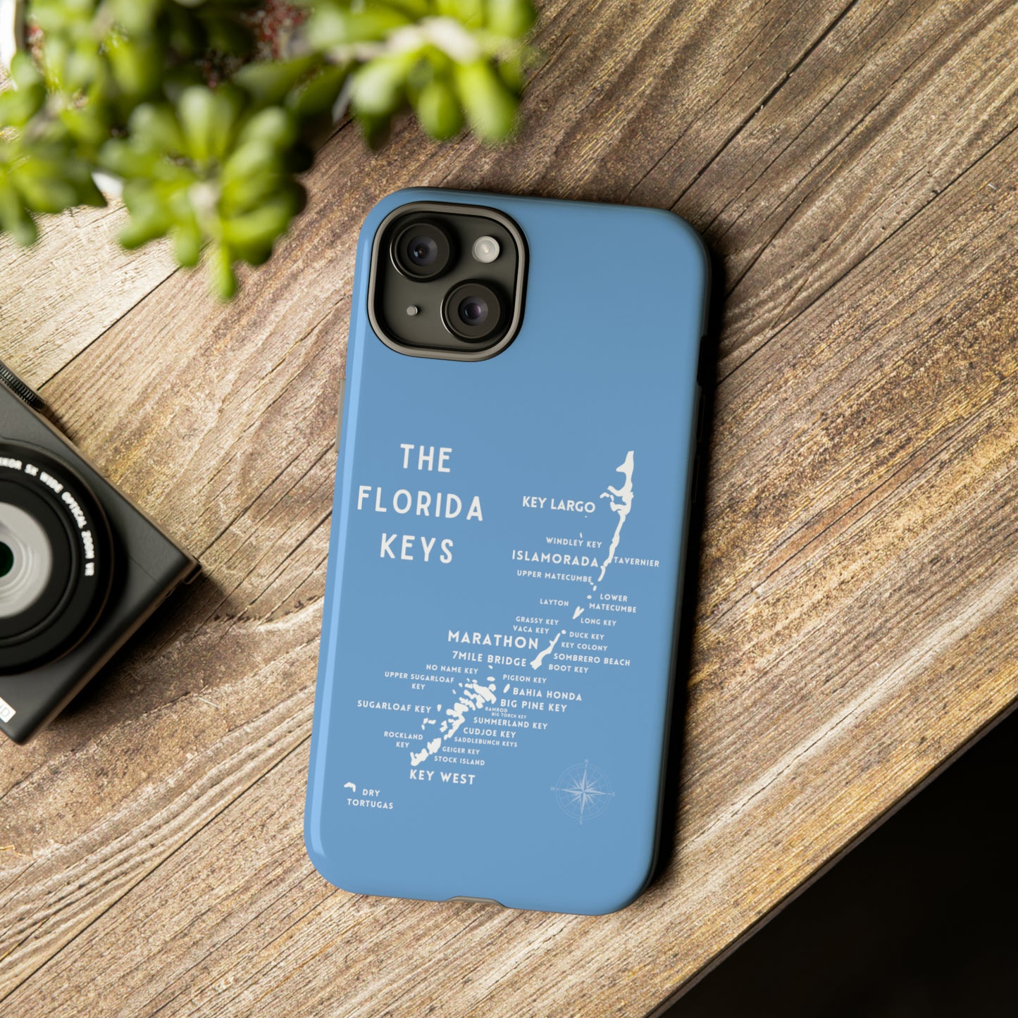 Florida keys map - iPhone Samsung pixel phone Case blue with white