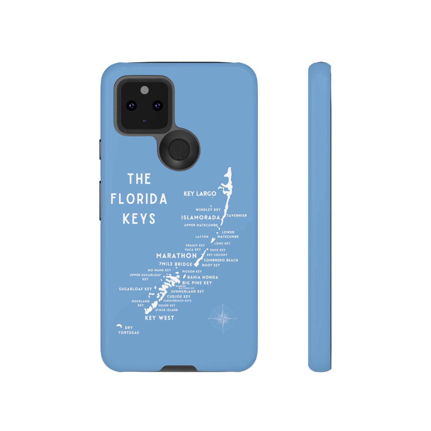 Florida keys map - iPhone Samsung pixel phone Case blue with white