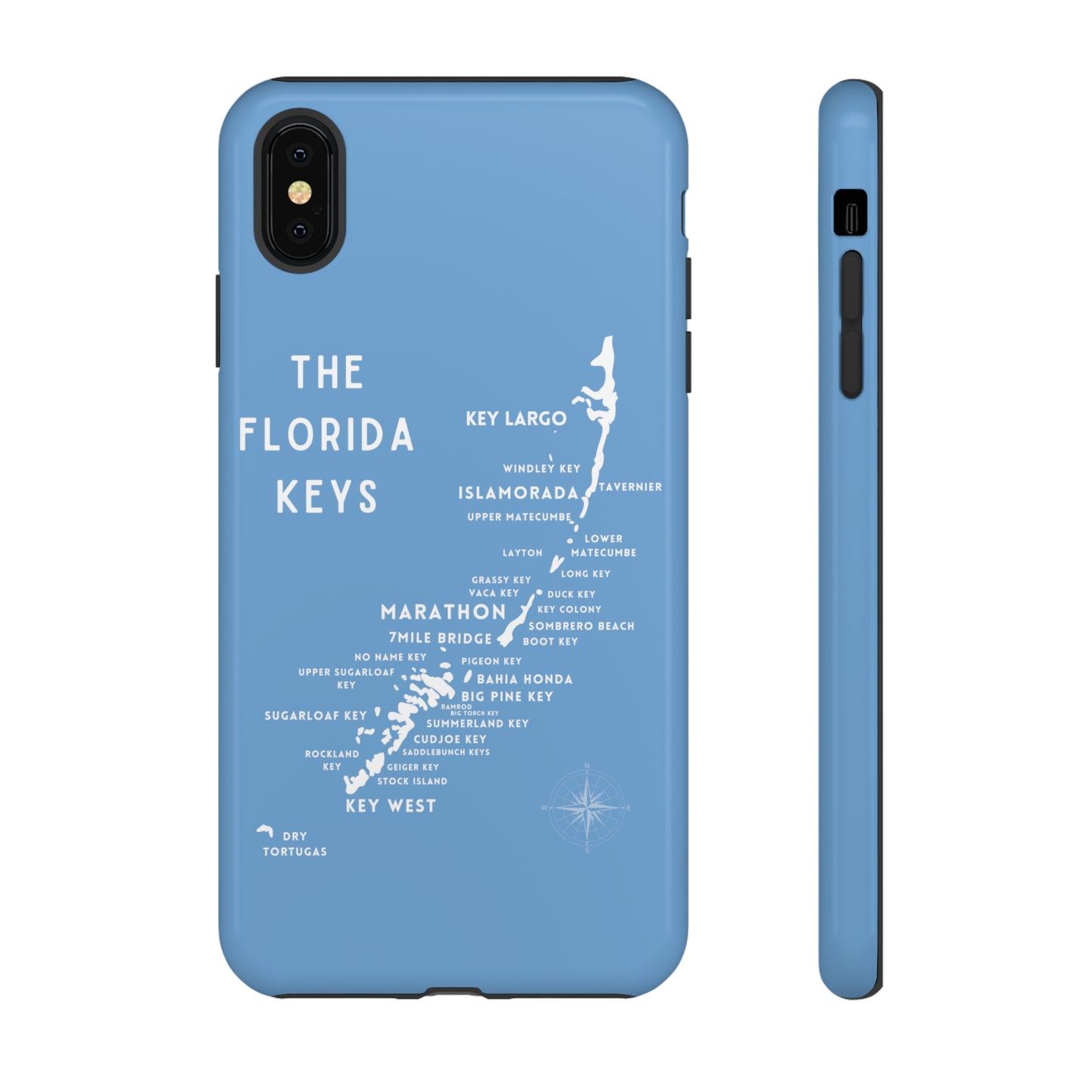 Florida keys map - iPhone Samsung pixel phone Case blue with white