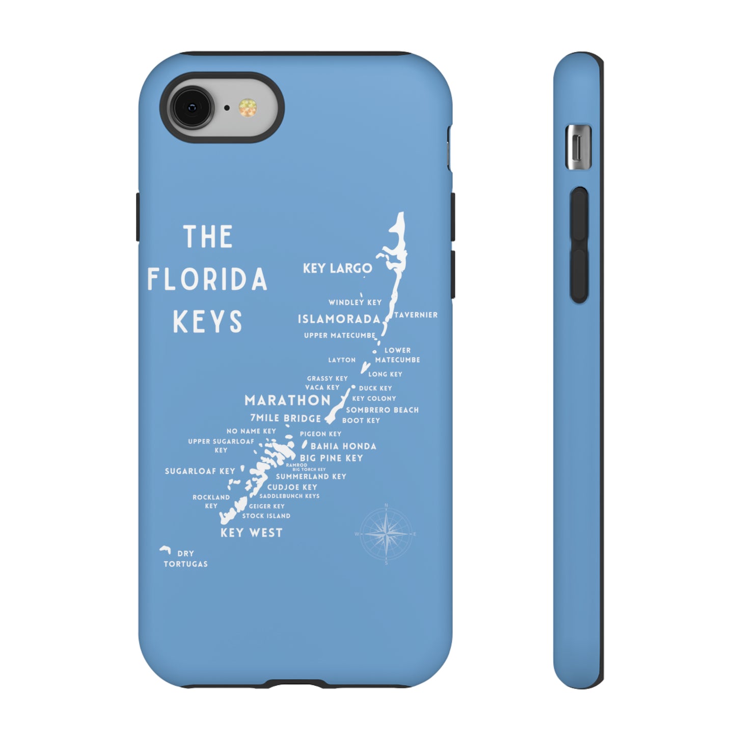 Florida keys map - iPhone Samsung pixel phone Case blue with white