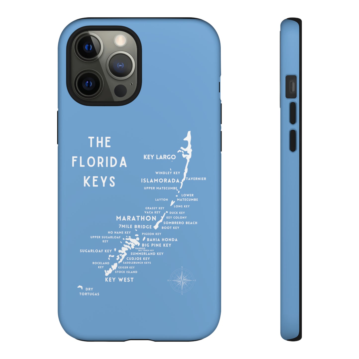 Florida keys map - iPhone Samsung pixel phone Case blue with white