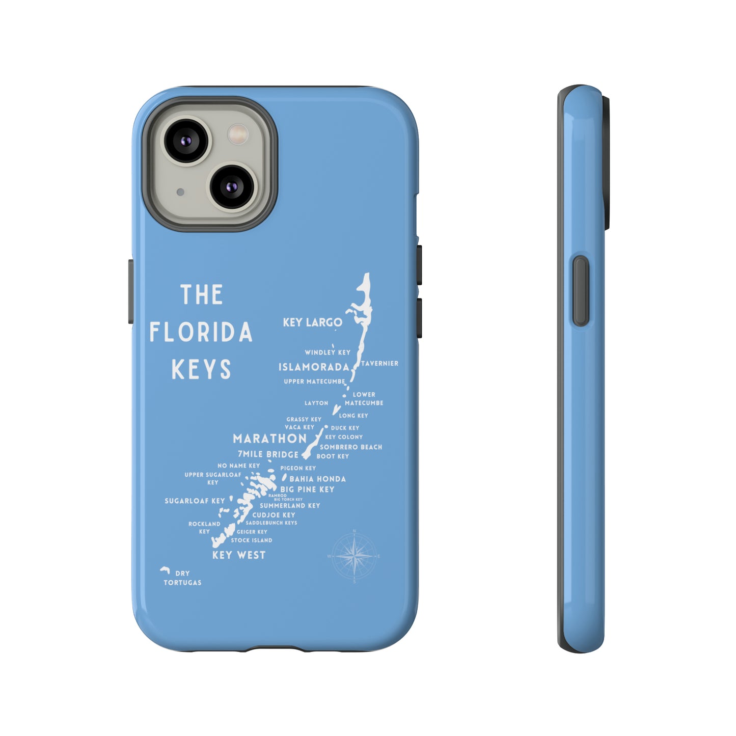 Florida keys map - iPhone Samsung pixel phone Case blue with white