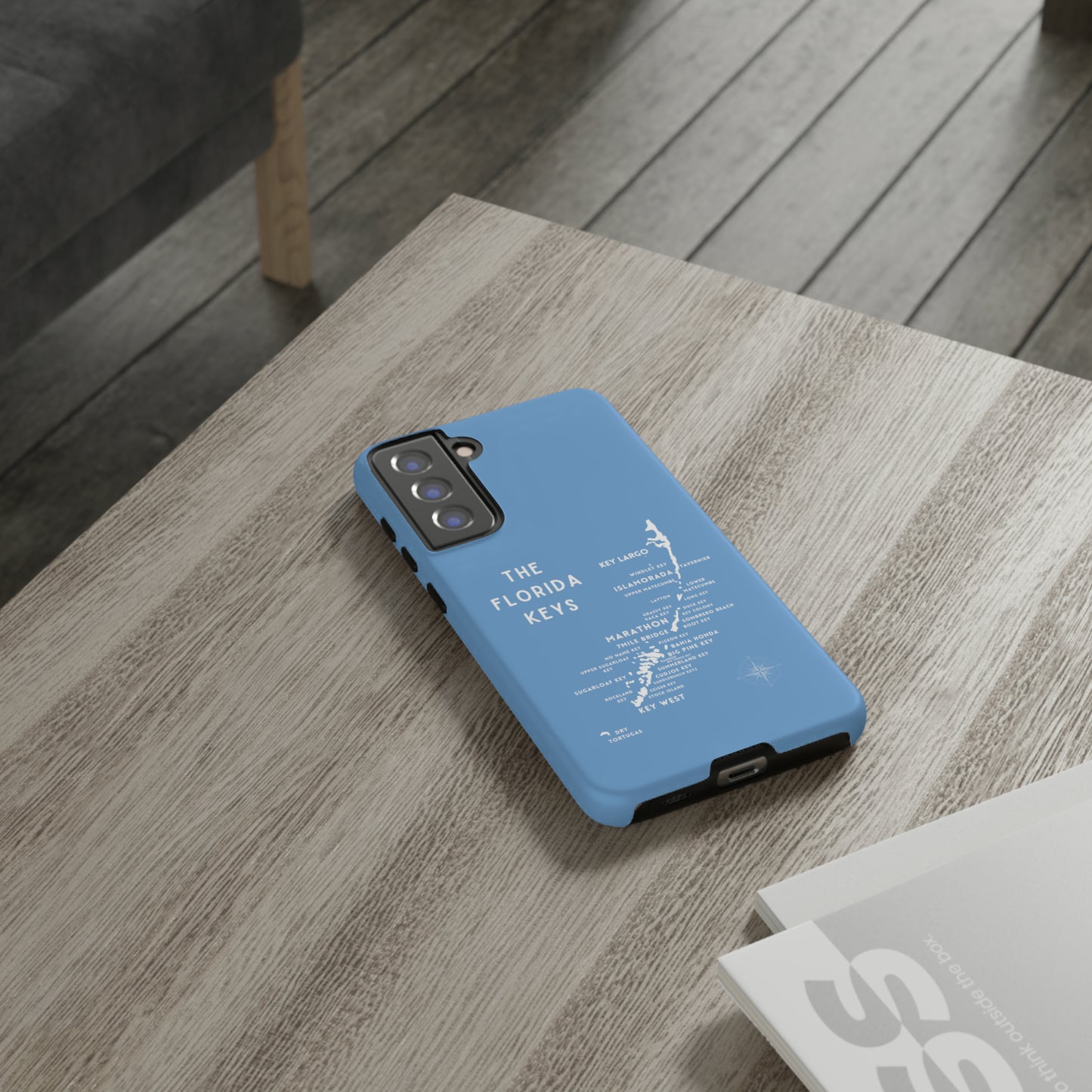 Florida keys map - iPhone Samsung pixel phone Case blue with white