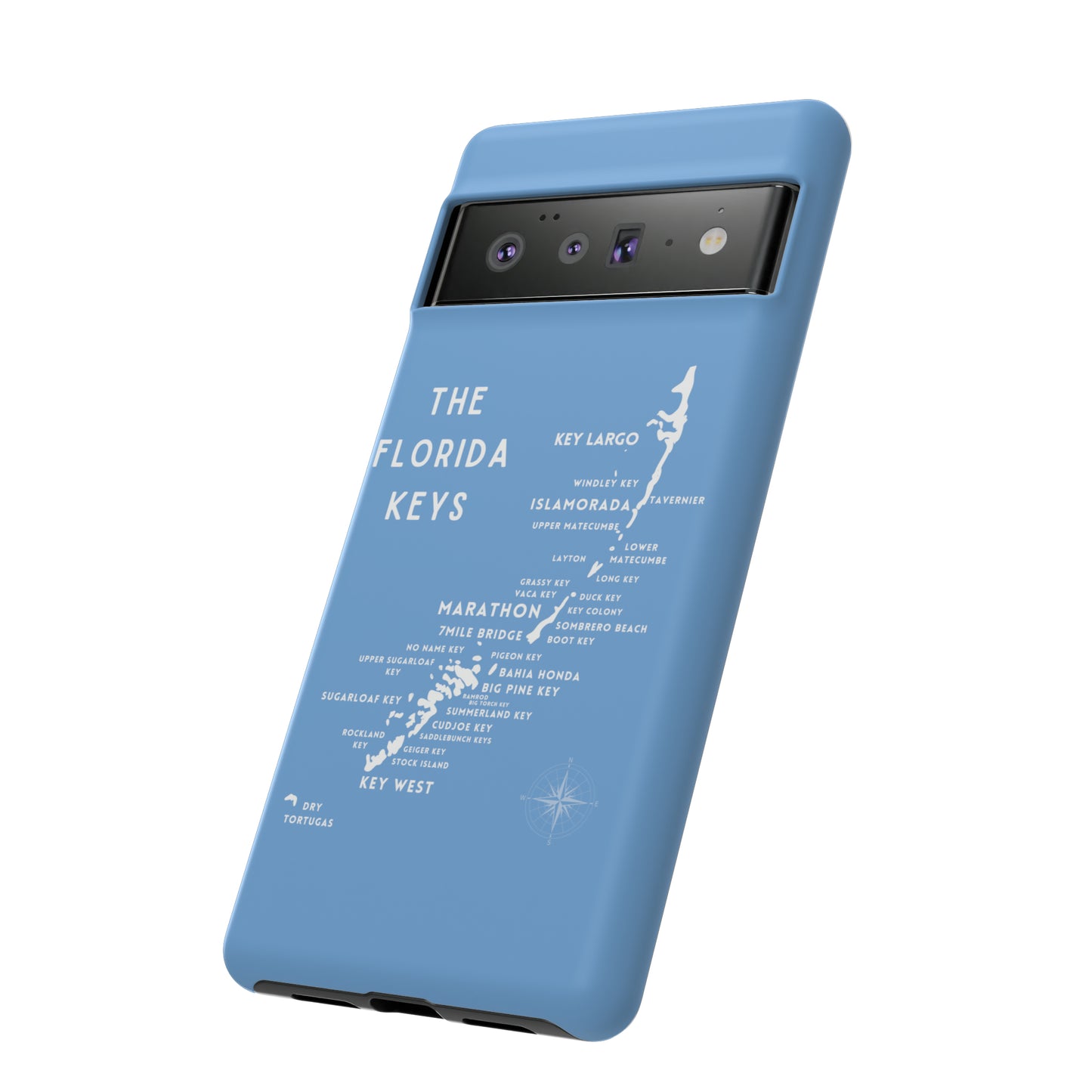 Florida keys map - iPhone Samsung pixel phone Case blue with white