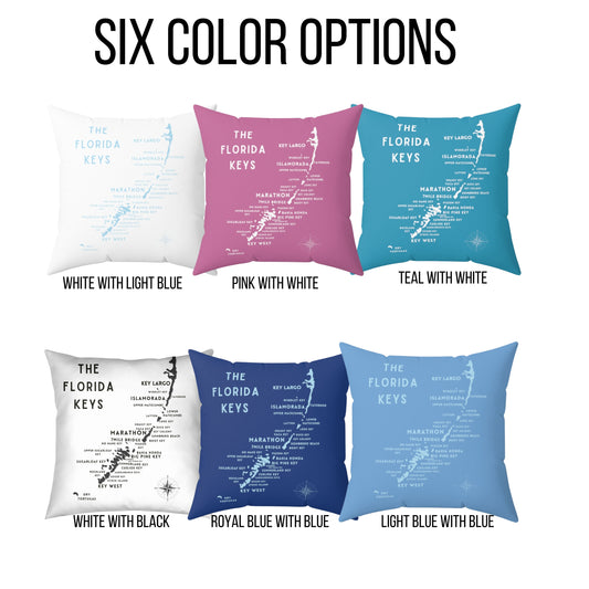Florida Keys Map Pillow, Pink Throw Pillow, Key Largo, Marathon, Islamorada, Key West Fl unique gift