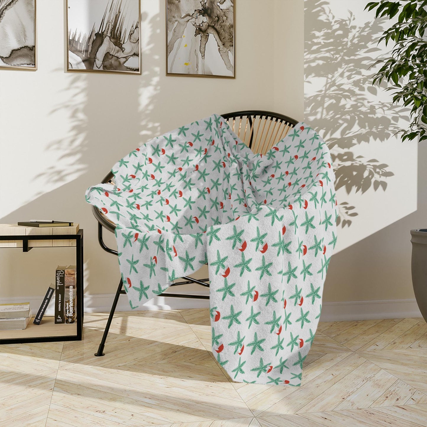 Florida Keys Christmas throw blanket - starfish, coastal christmas home decor