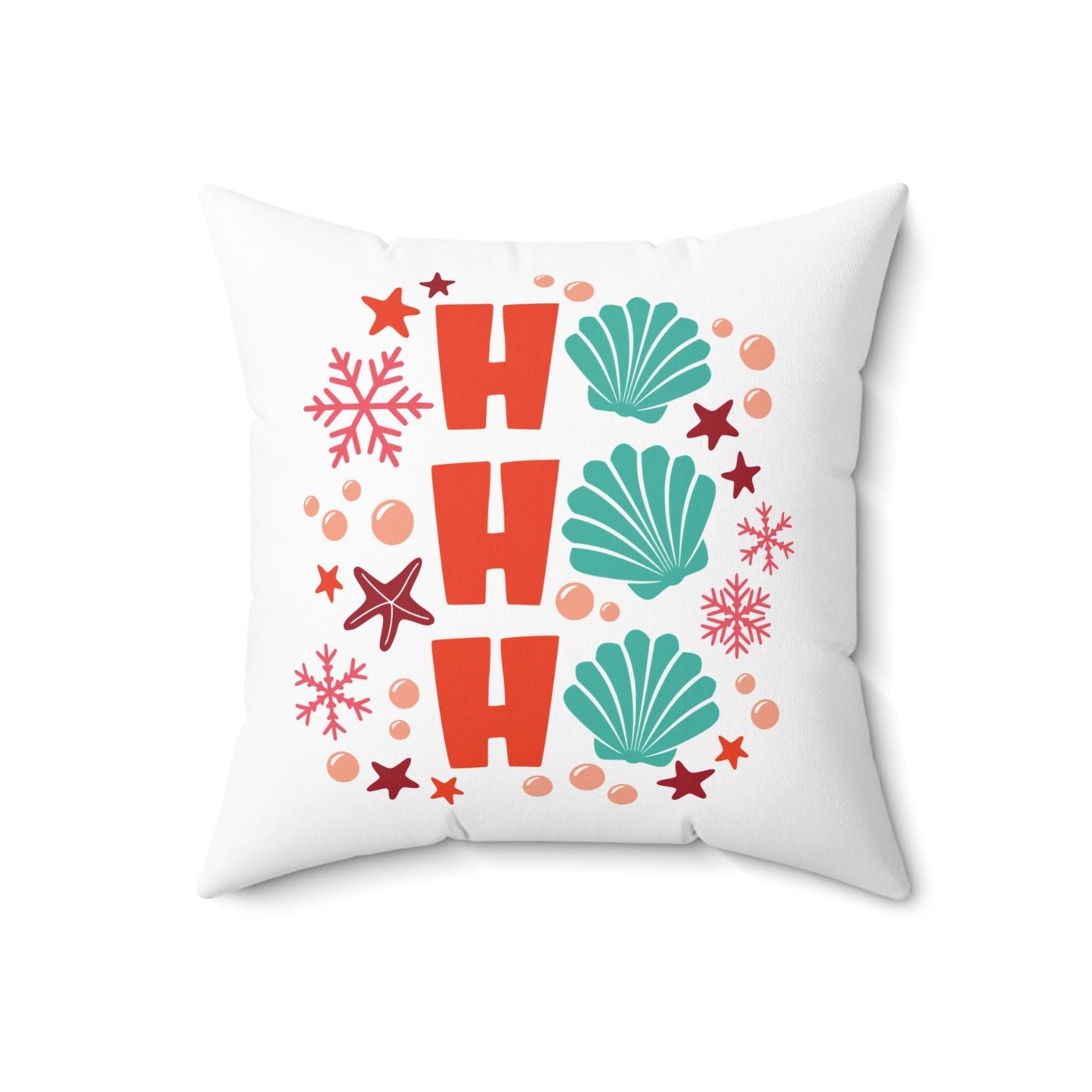 Seashell Christmas Throw pillow - Ho Ho ho beachy holiday decor