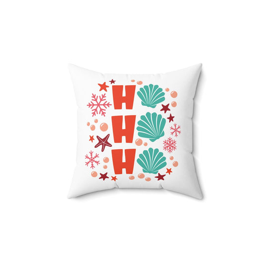 Seashell Christmas Throw pillow - Ho Ho ho beachy holiday decor