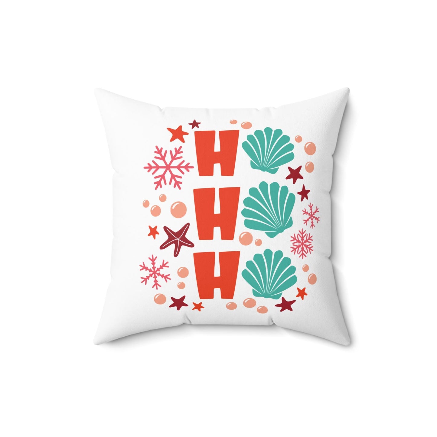 Seashell Christmas Throw pillow - Ho Ho ho beachy holiday decor