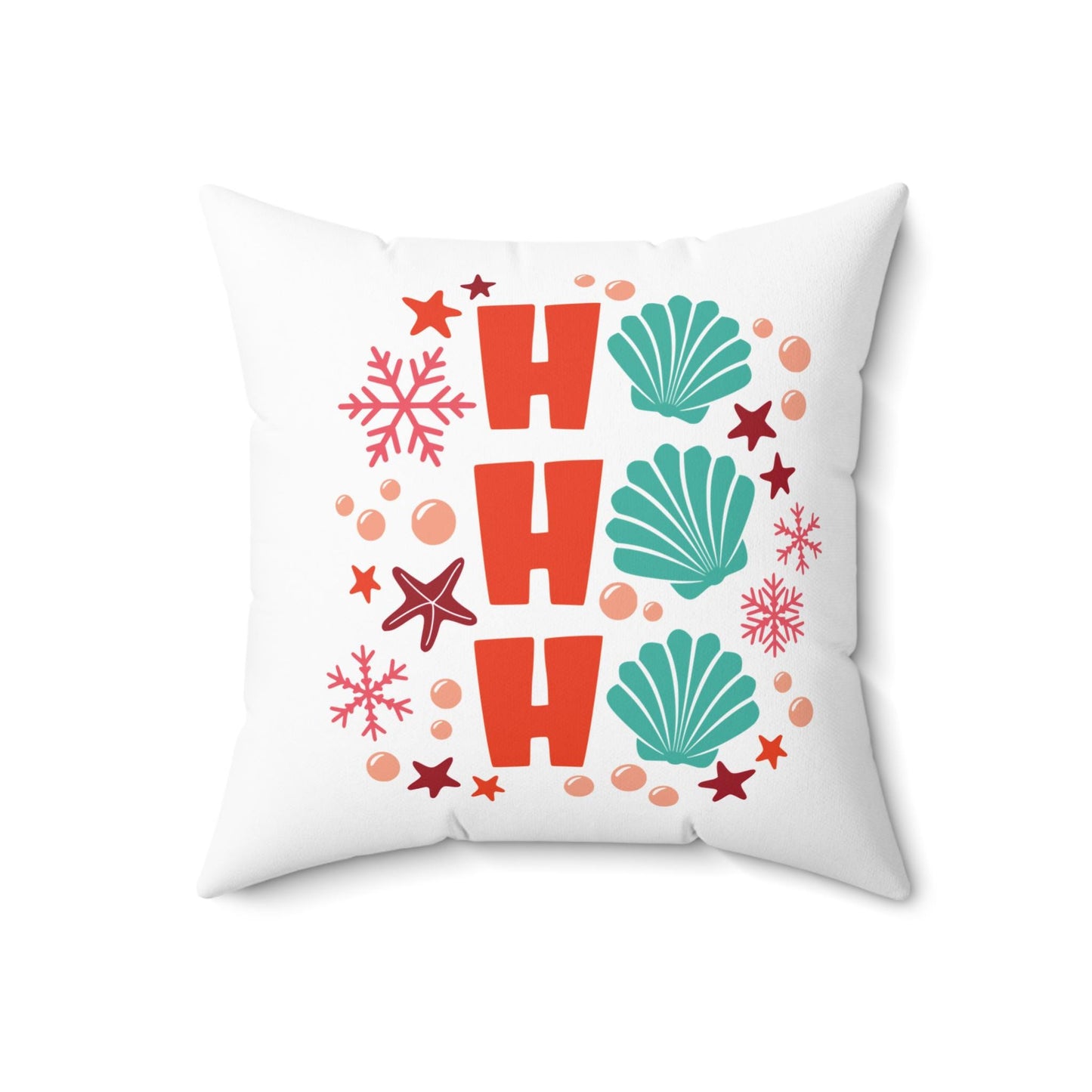 Seashell Christmas Throw pillow - Ho Ho ho beachy holiday decor