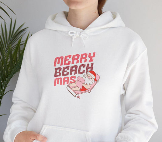 Merry Beachmas Sweatshirt, vintage santa hoodie, Unisex Heavy Blend™ Hooded Sweatshirt