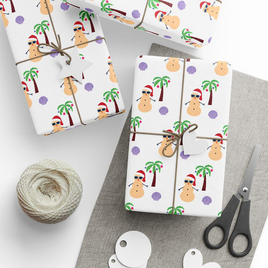 Wrapping Papers, Coastal Christmas Gift Wrap, Beach Holiday Packaging, Nautical Present Paper, Seaside Xmas Wrapping Sheets, Ocean Theme