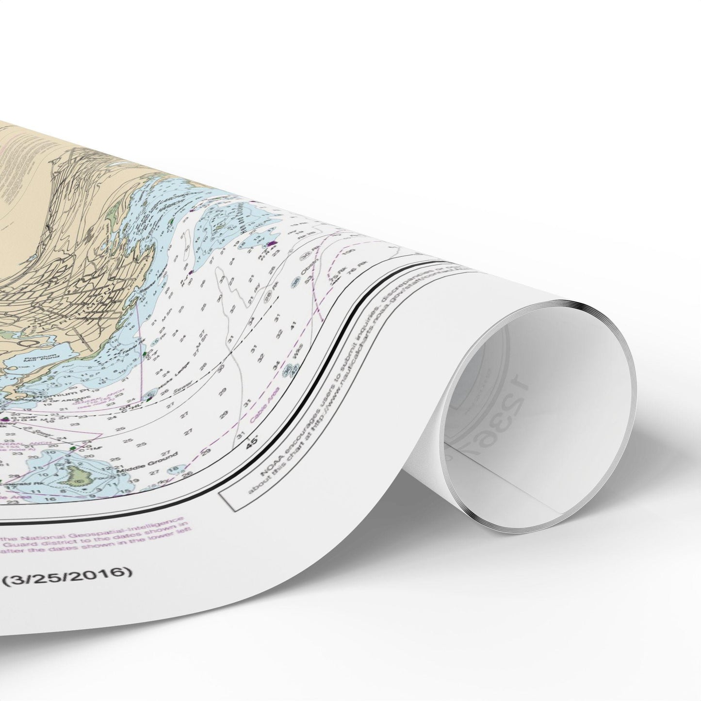 Long Island Sound Nautical Map Wrapping Paper 30x72"