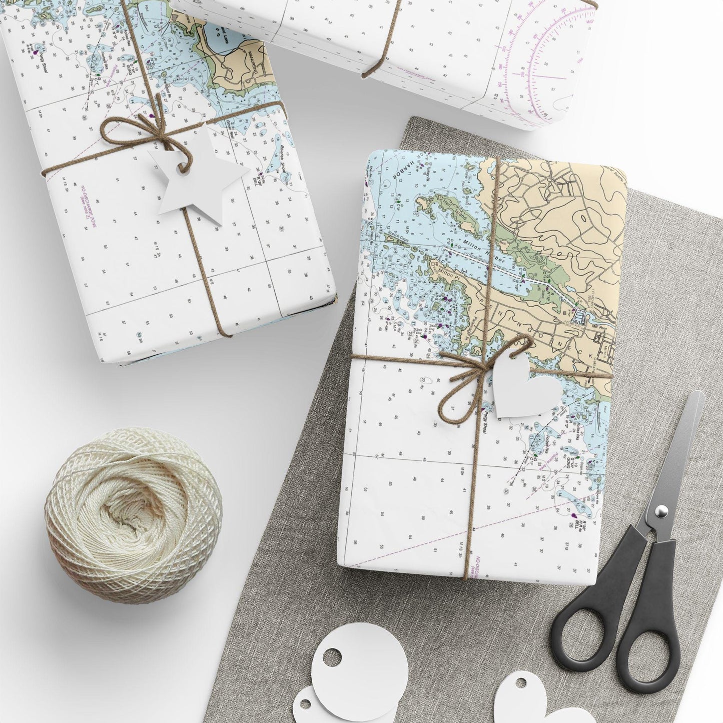 Long Island Sound Nautical Map Wrapping Paper 30x72"