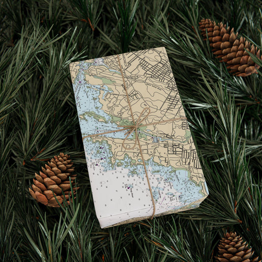 Long Island Sound Nautical Map Wrapping Paper 30x72"